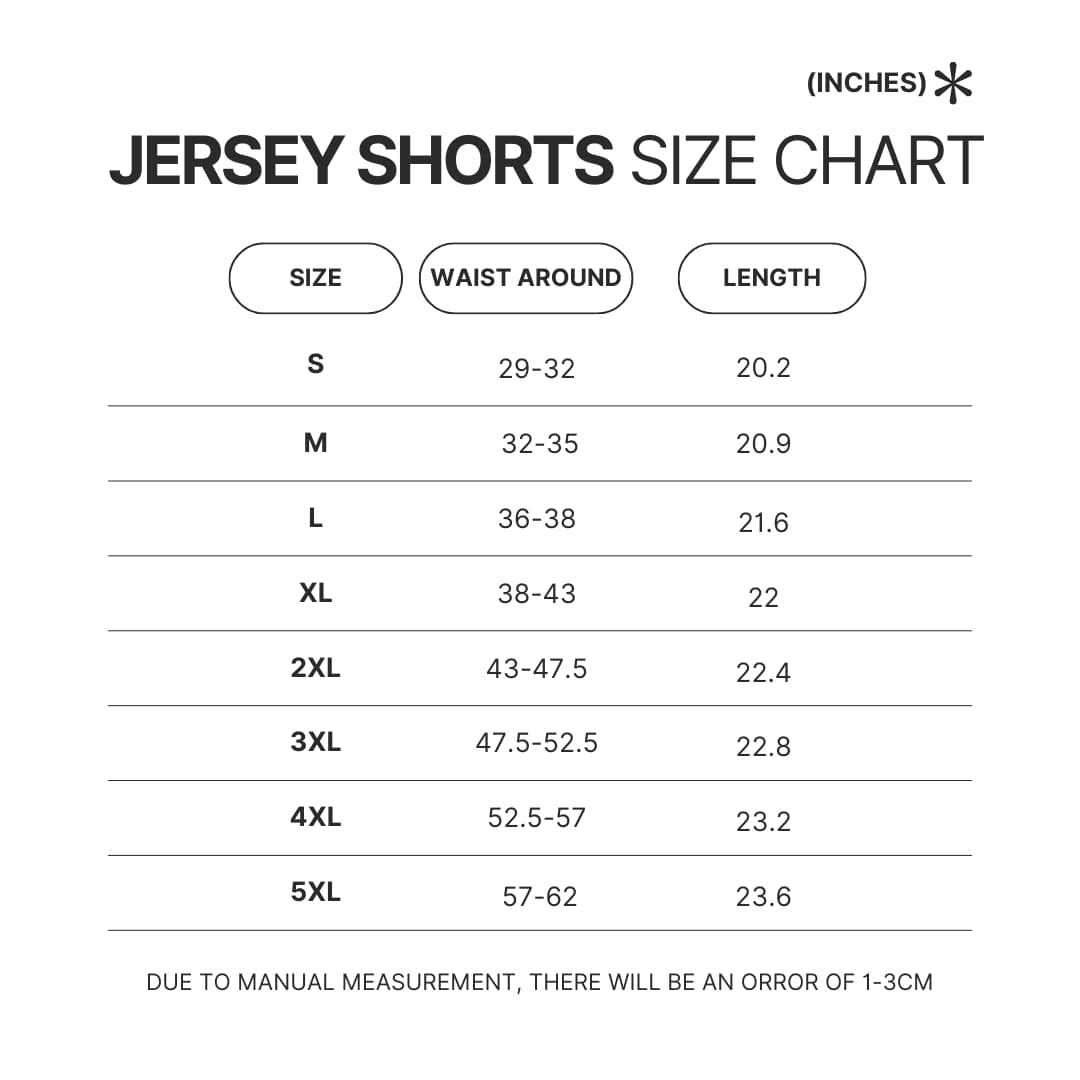 Jersey Shorts Size Chart - TWICE UK Shop