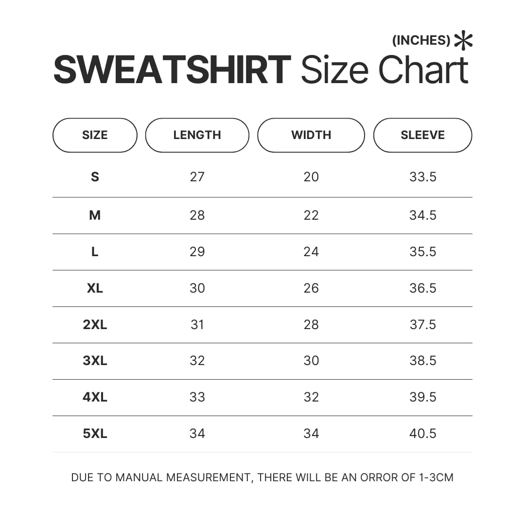 Sweatshirt Size Chart - TWICE UK Shop