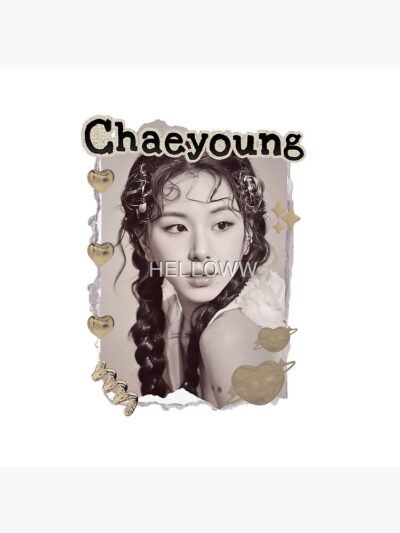 Alternative view of TWICE Chaeyoung Kpop Girl Group Golden Collage Design K Music South Korean Scrapbook Collage Cozy Y2k Vintage Design Throw Pillow