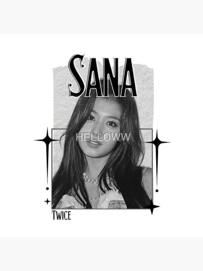 Alternative view of TWICE Sana Kpop Girl Group B N W Collage Design K Music South Korean Scrapbook Collage Cozy Y2k Vintage Design Throw Pillow