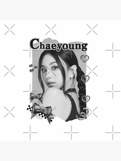 Alternative view of TWICE Chaeyoung Kpop Girl Group K Music South Korean Girl Group Black And White Collage Digital Art Portrait Tapestry