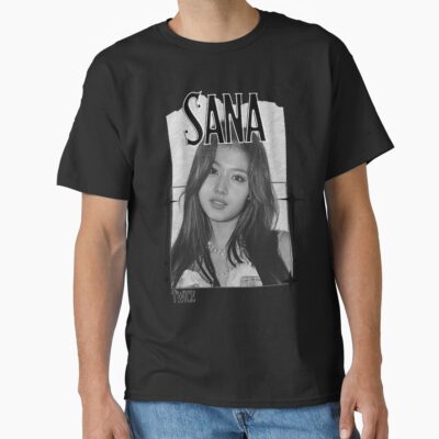 Alternative view of TWICE Sana Kpop Girl Group B N W Collage Design K Music South Korean Scrapbook Collage Cozy Y2k Vintage Design T-shirt