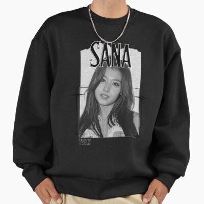 Alternative view of TWICE Sana Kpop Girl Group B N W Collage Design K Music South Korean Scrapbook Collage Cozy Y2k Vintage Design Sweatshirt